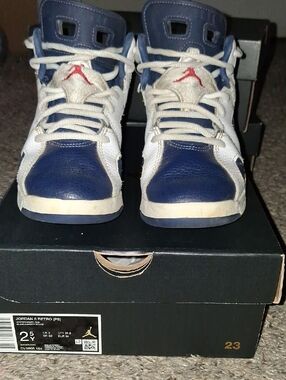 Jordan Kids Navy, White & Red High-Top Sneakers
